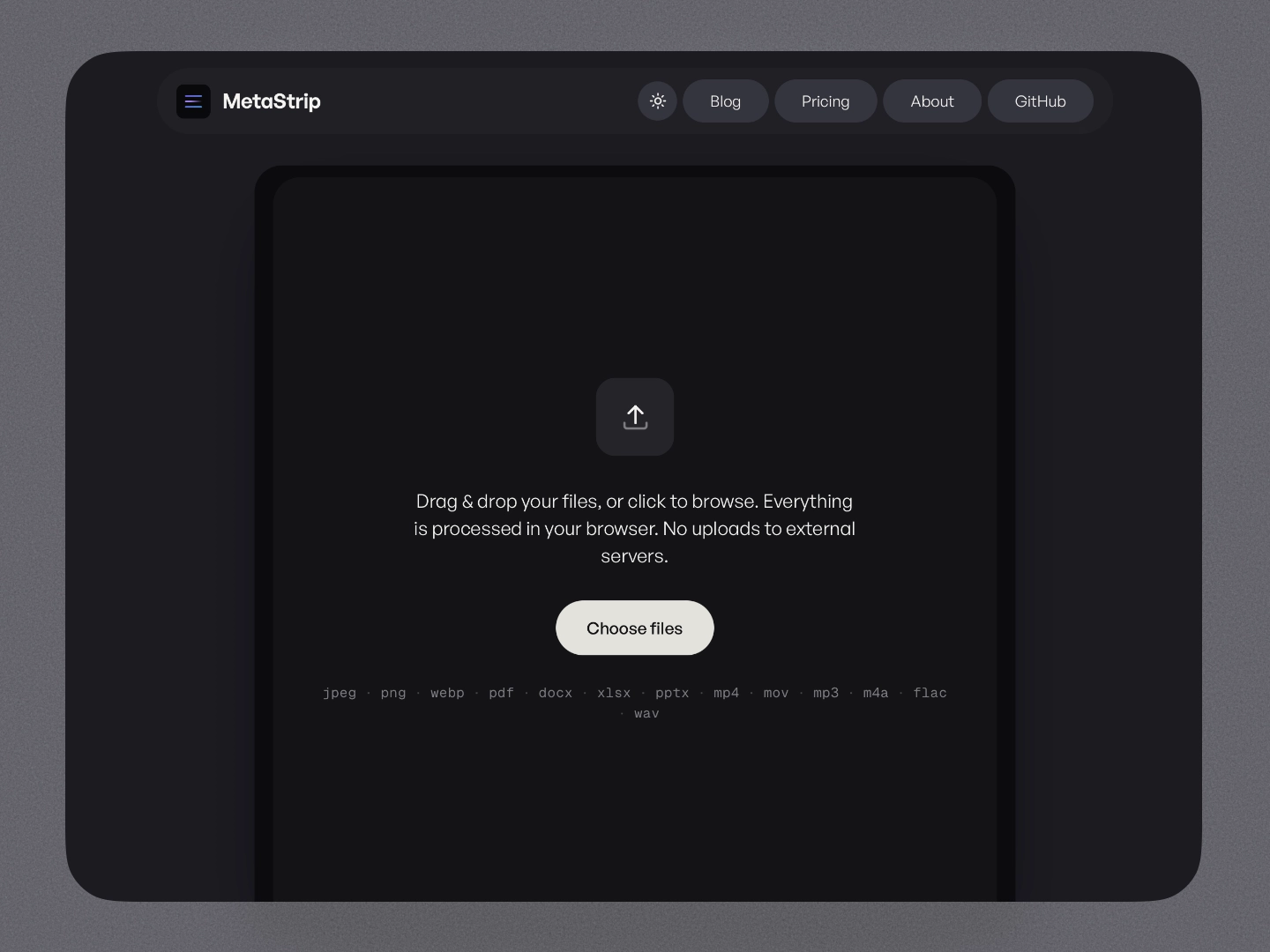 MetaStrip app interface
