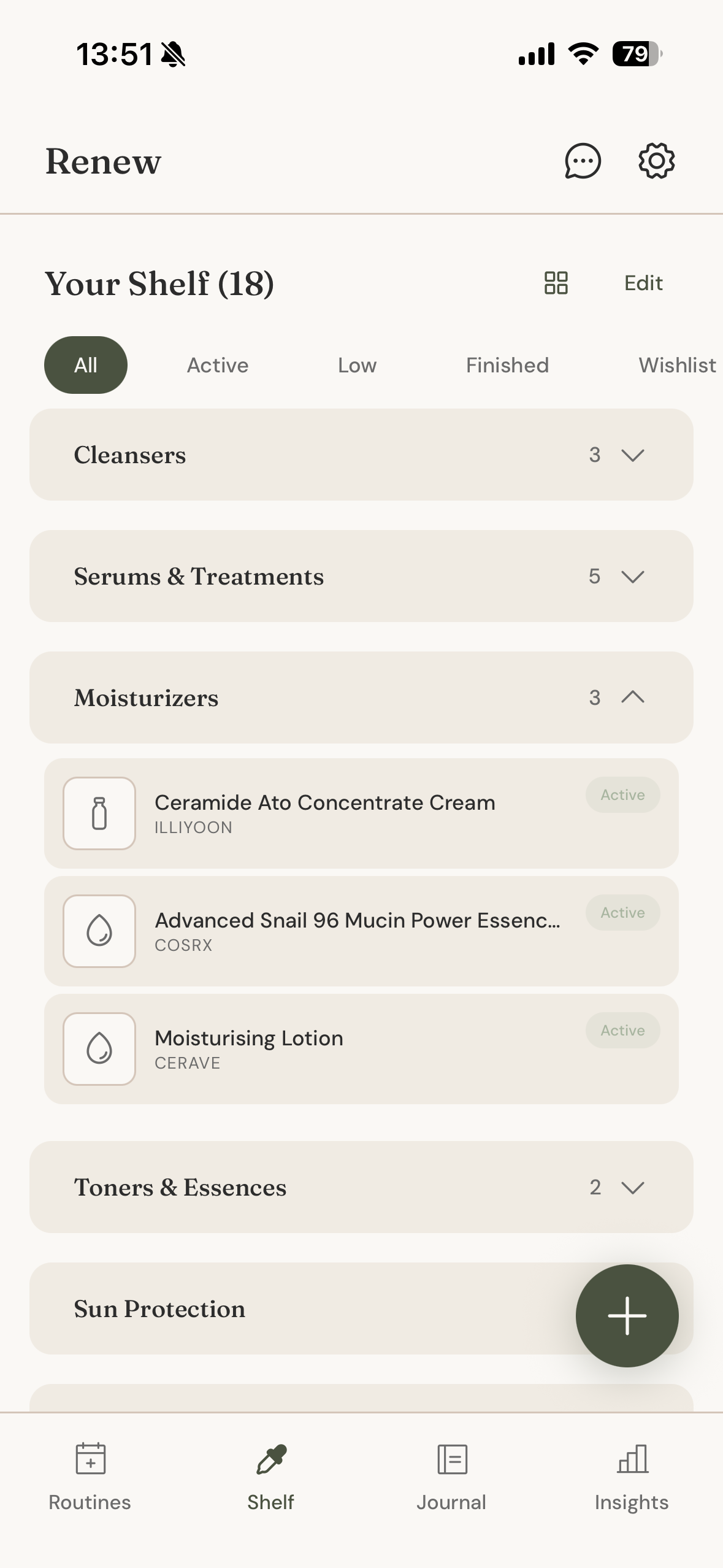 Renew app screen