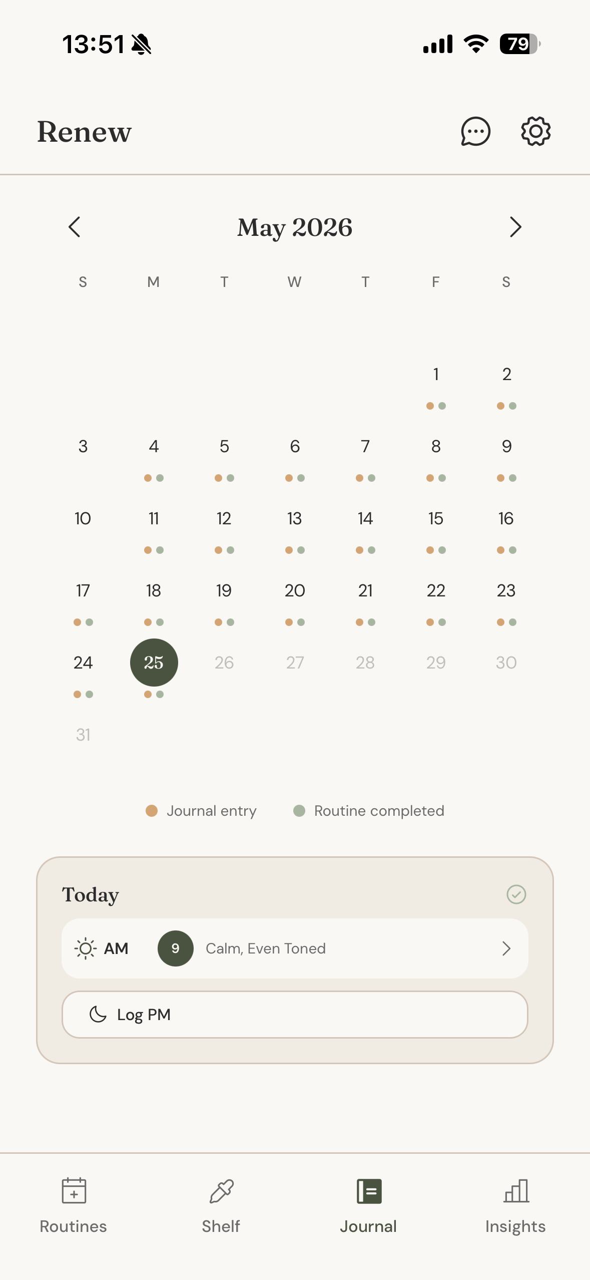 Renew app screen