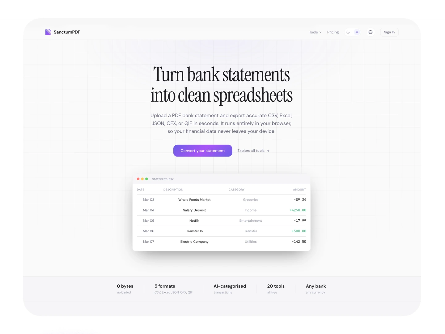 SanctumPDF app interface