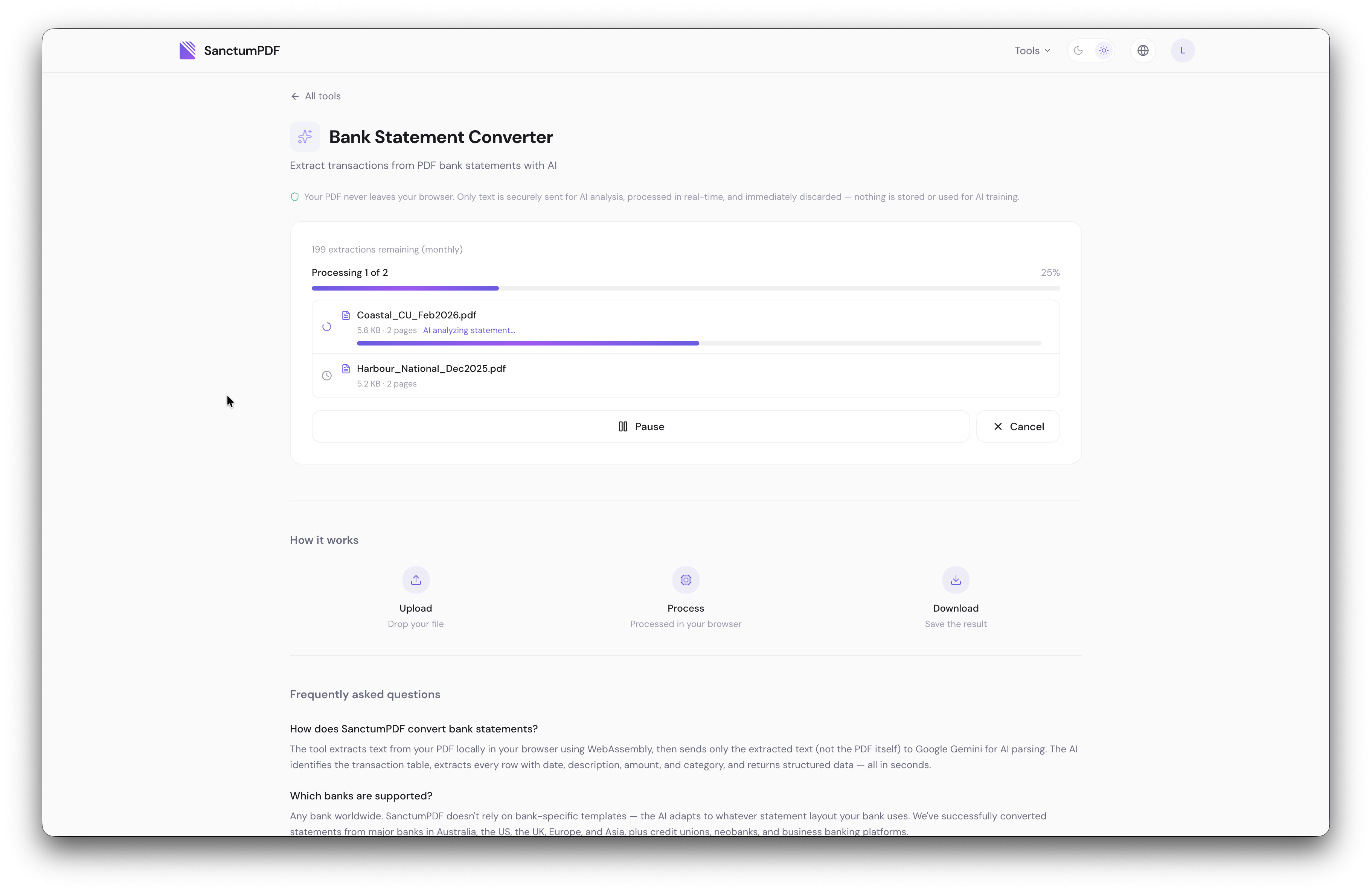 SanctumPDF interface