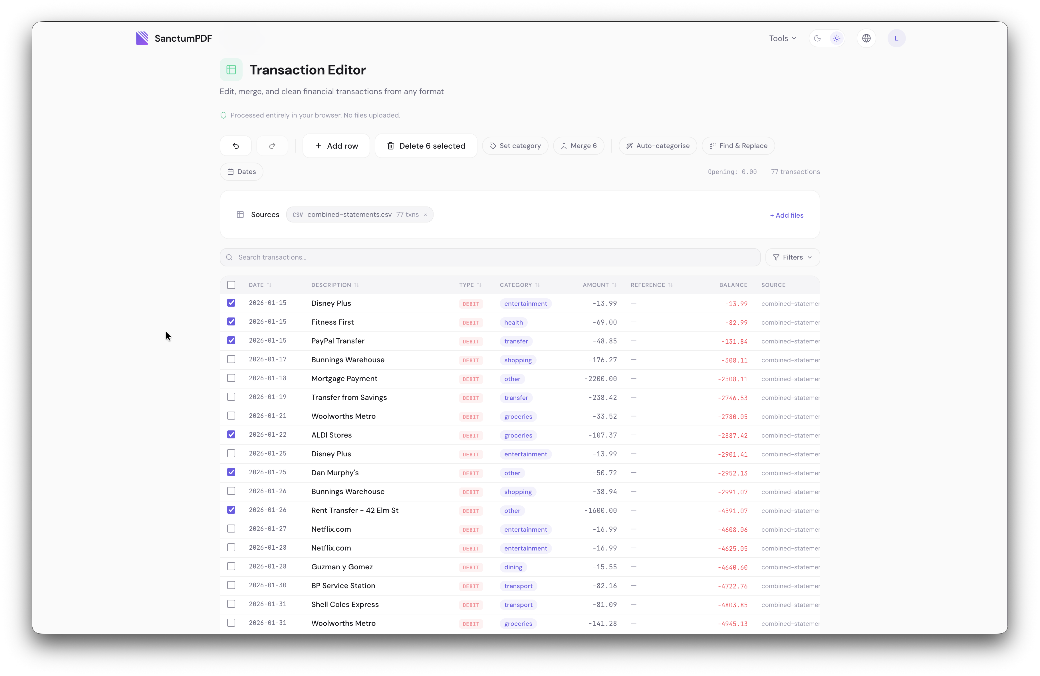 SanctumPDF interface