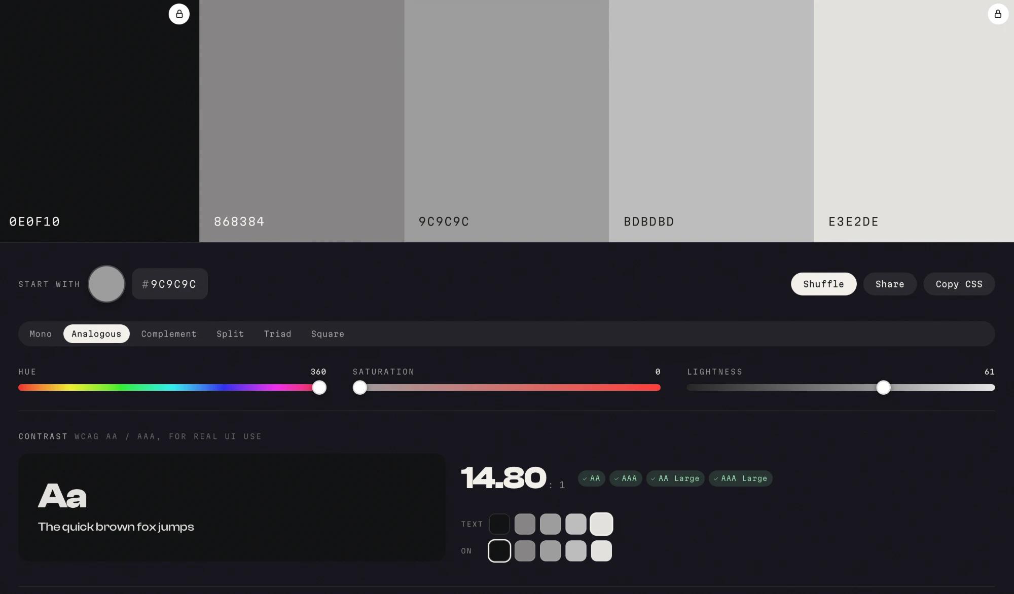 The Swatch palette I built it from