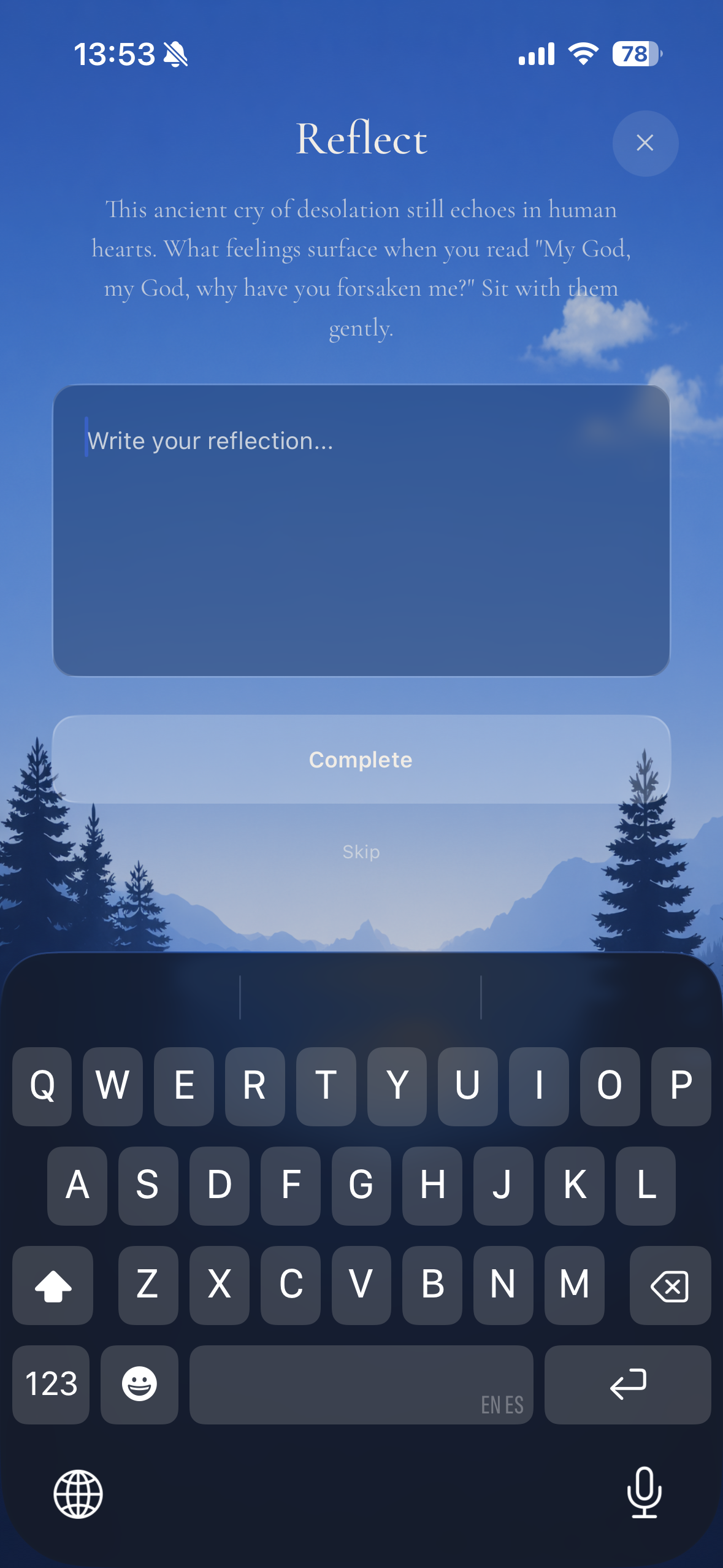 Vesper app screen